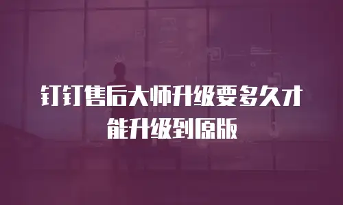 钉钉售后大师升级要多久才能升级到原版