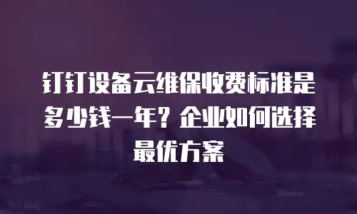 钉钉设备云维保收费标准是多少钱一年？企业如何选择最优方案