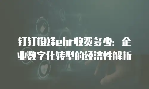 钉钉橙蜂ehr收费多少：企业数字化转型的经济性解析