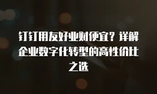 钉钉用友好业财便宜？详解企业数字化转型的高性价比之选