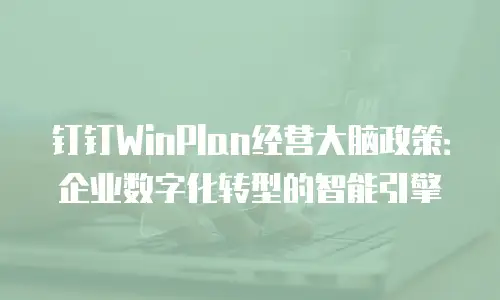钉钉WinPlan经营大脑政策：企业数字化转型的智能引擎