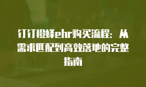 钉钉橙蜂ehr购买流程：从需求匹配到高效落地的完整指南