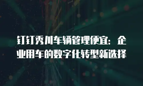 钉钉秀川车辆管理便宜：企业用车的数字化转型新选择