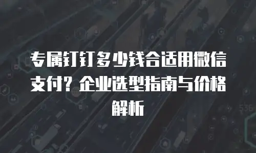 专属钉钉多少钱合适用微信支付？企业选型指南与价格解析