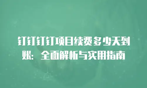 钉钉钉钉项目续费多少天到账：全面解析与实用指南