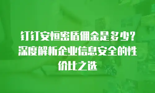 钉钉安恒密盾佣金是多少？深度解析企业信息安全的性价比之选