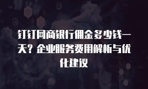 钉钉网商银行佣金多少钱一天？企业服务费用解析与优化建议