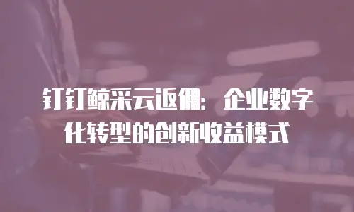 钉钉鲸采云返佣：企业数字化转型的创新收益模式