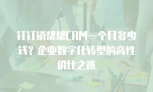 钉钉销帮帮CRM一个月多少钱？企业数字化转型的高性价比之选