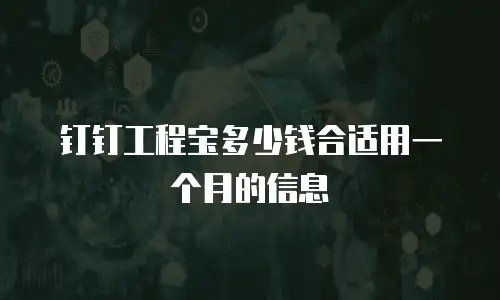 钉钉工程宝多少钱合适用一个月的信息