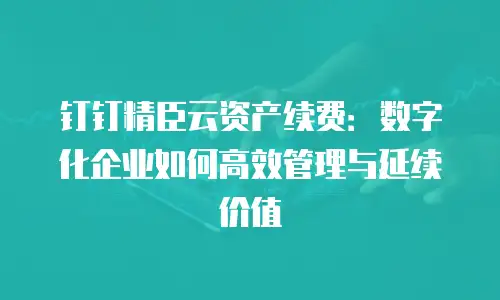 钉钉精臣云资产续费：数字化企业如何高效管理与延续价值