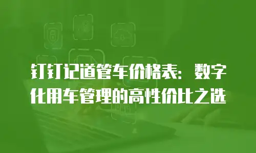 钉钉记道管车价格表：数字化用车管理的高性价比之选