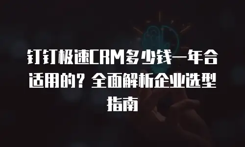 钉钉极速CRM多少钱一年合适用的？全面解析企业选型指南