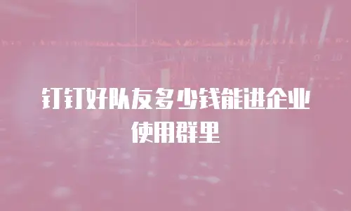 钉钉好队友多少钱能进企业使用群里