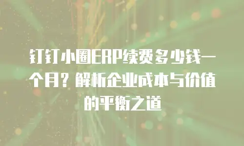 钉钉小圈ERP续费多少钱一个月？解析企业成本与价值的平衡之道