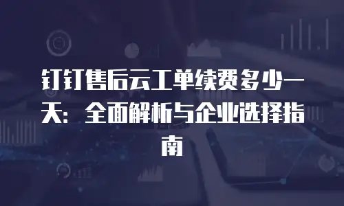 钉钉售后云工单续费多少一天：全面解析与企业选择指南