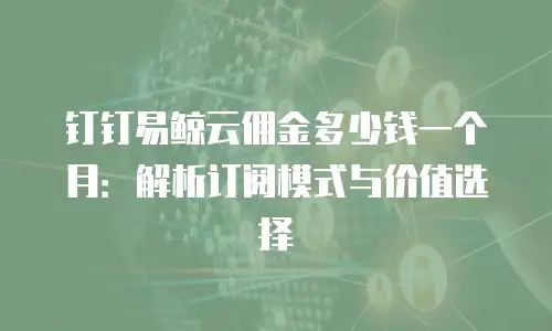 钉钉易鲸云佣金多少钱一个月：解析订阅模式与价值选择