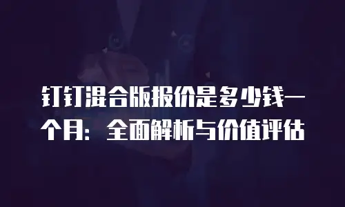 钉钉混合版报价是多少钱一个月：全面解析与价值评估
