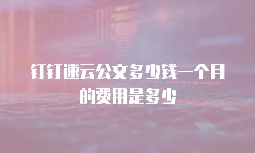 钉钉速云公文多少钱一个月的费用是多少