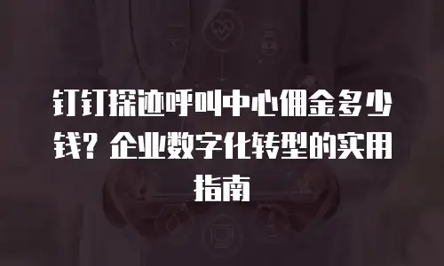 钉钉探迹呼叫中心佣金多少钱？企业数字化转型的实用指南
