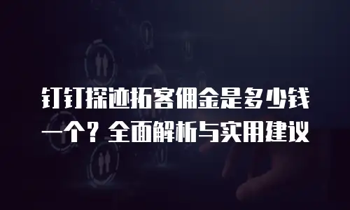 钉钉探迹拓客佣金是多少钱一个？全面解析与实用建议