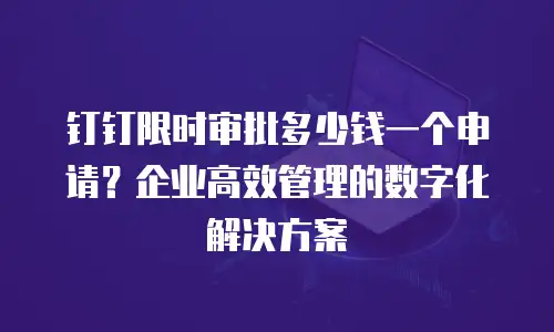 钉钉限时审批多少钱一个申请？企业高效管理的数字化解决方案