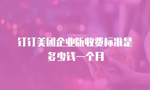 钉钉美团企业版收费标准是多少钱一个月