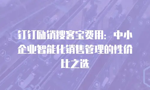 钉钉励销搜客宝费用：中小企业智能化销售管理的性价比之选