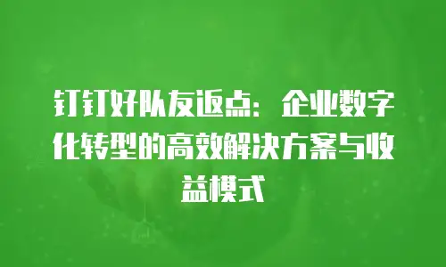 钉钉好队友返点：企业数字化转型的高效解决方案与收益模式