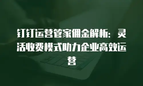 钉钉运营管家佣金解析：灵活收费模式助力企业高效运营