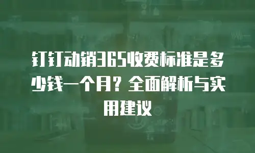 钉钉动销365收费标准是多少钱一个月？全面解析与实用建议