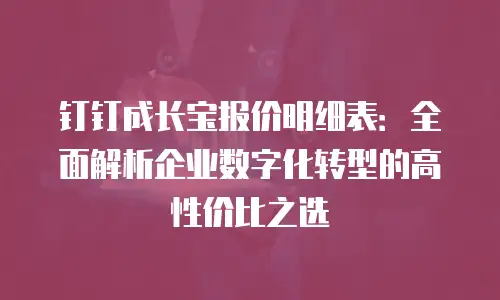 钉钉成长宝报价明细表：全面解析企业数字化转型的高性价比之选