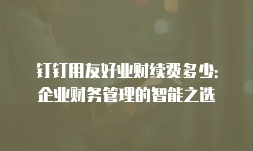 钉钉用友好业财续费多少：企业财务管理的智能之选