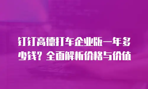 钉钉高德打车企业版一年多少钱？全面解析价格与价值