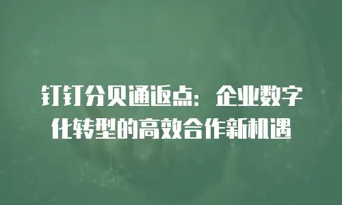 钉钉分贝通返点：企业数字化转型的高效合作新机遇