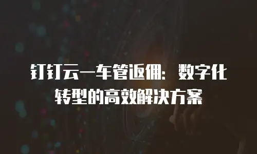 钉钉云一车管返佣：数字化转型的高效解决方案