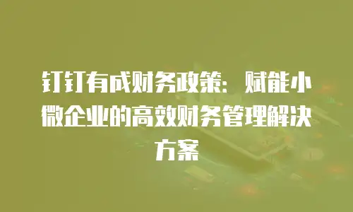 钉钉有成财务政策：赋能小微企业的高效财务管理解决方案