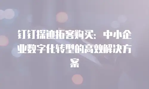 钉钉探迹拓客购买：中小企业数字化转型的高效解决方案