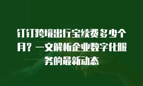 钉钉跨境出行宝续费多少个月？一文解析企业数字化服务的最新动态