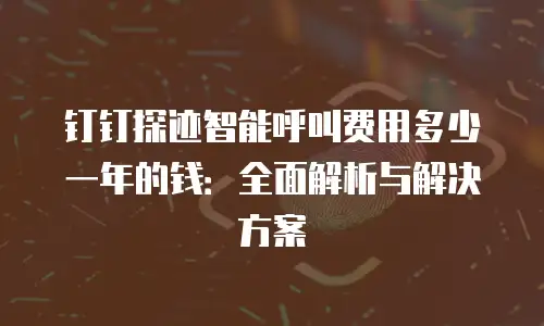 钉钉探迹智能呼叫费用多少一年的钱：全面解析与解决方案