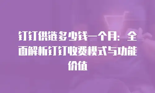 钉钉供链多少钱一个月：全面解析钉钉收费模式与功能价值