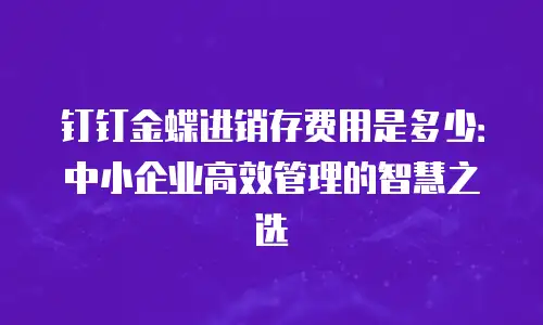 钉钉金蝶进销存费用是多少：中小企业高效管理的智慧之选