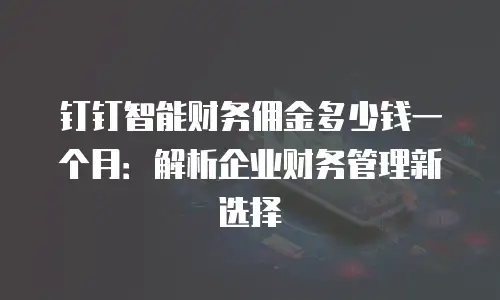 钉钉智能财务佣金多少钱一个月：解析企业财务管理新选择