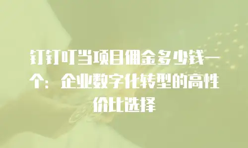 钉钉叮当项目佣金多少钱一个：企业数字化转型的高性价比选择
