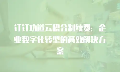钉钉功道云积分制续费：企业数字化转型的高效解决方案