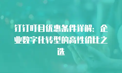 钉钉盯目优惠条件详解：企业数字化转型的高性价比之选
