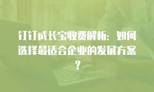 钉钉成长宝收费解析：如何选择最适合企业的发展方案？