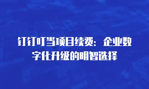 钉钉叮当项目续费：企业数字化升级的明智选择