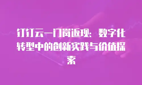 钉钉云一门岗返现：数字化转型中的创新实践与价值探索