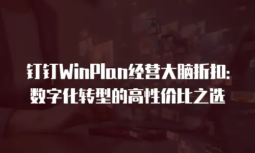 钉钉WinPlan经营大脑折扣：数字化转型的高性价比之选